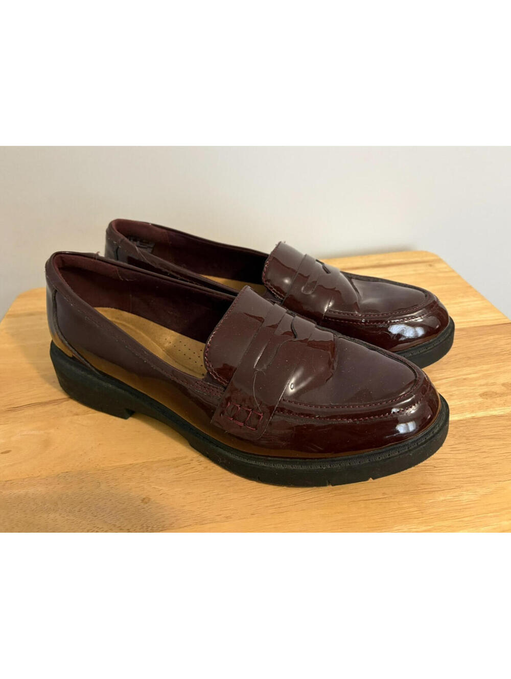 Clarks Westlynn Ayla Shoes Womens 11M Burgundy Patent Loafer Comfort Slip On